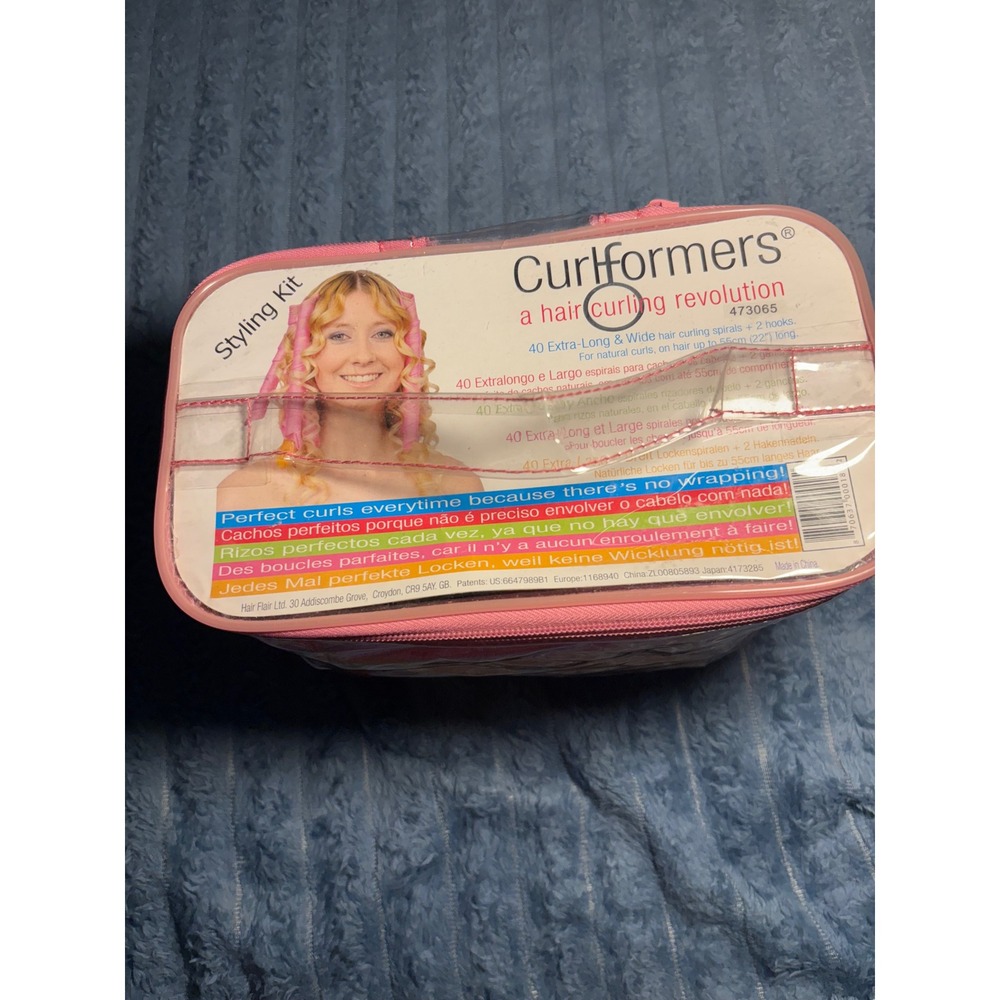 Curlformers Styling Kit 40 Extra Long Wide Hair Curlers 2 Hooks Pink Yellow
